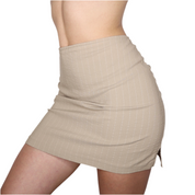 90s Tan Pinstripe Mini Skirt (S)