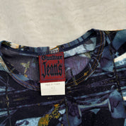 JPG Jeans Mesh Graphic Top (M/L)