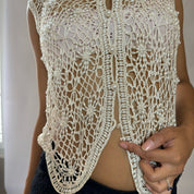 Vintage crocheted tank with pearls (XS/M)