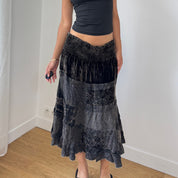 Vintage Italian Patchwork Midi Skirt (M)