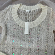 Vintage Knit Sweater with Sequins Detailing (S/M)