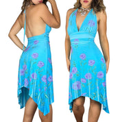 Y2K Slinky Floral Halter Dress (S)