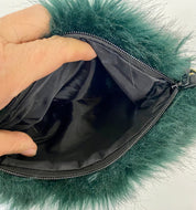 Dark green fuzzy bag