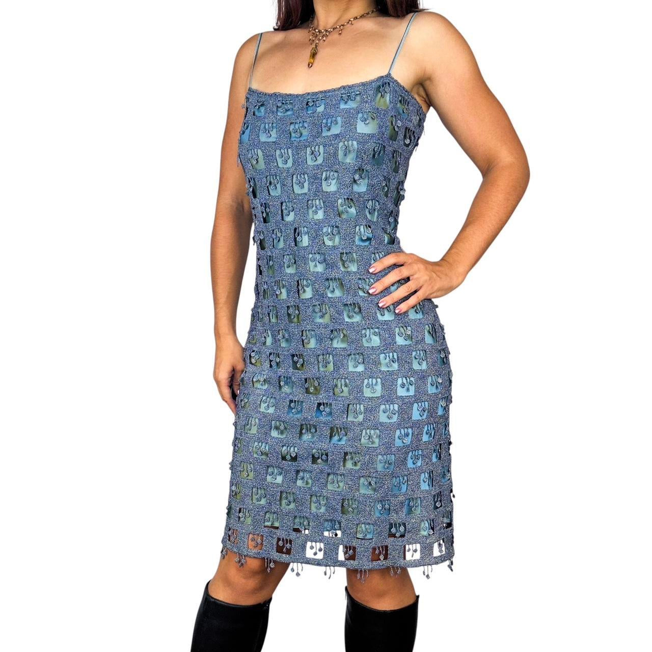 90s Iridescent Lace Cutout Dress (M) 90s Iridescent Lace Cutout Dress (M)