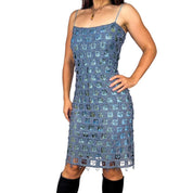 90s Iridescent Lace Cutout Dress (M)