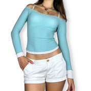 Bebe Mesh Lace Layered Top (XS)