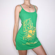Y2K ED HARDY Green Graphic Mini Dress (M)