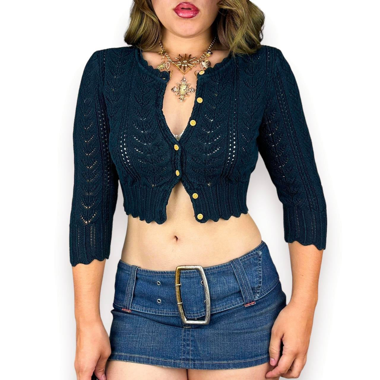 2000s Express Crochet Cropped Cardigan (M)