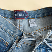 90s cutout side denim short  (L)