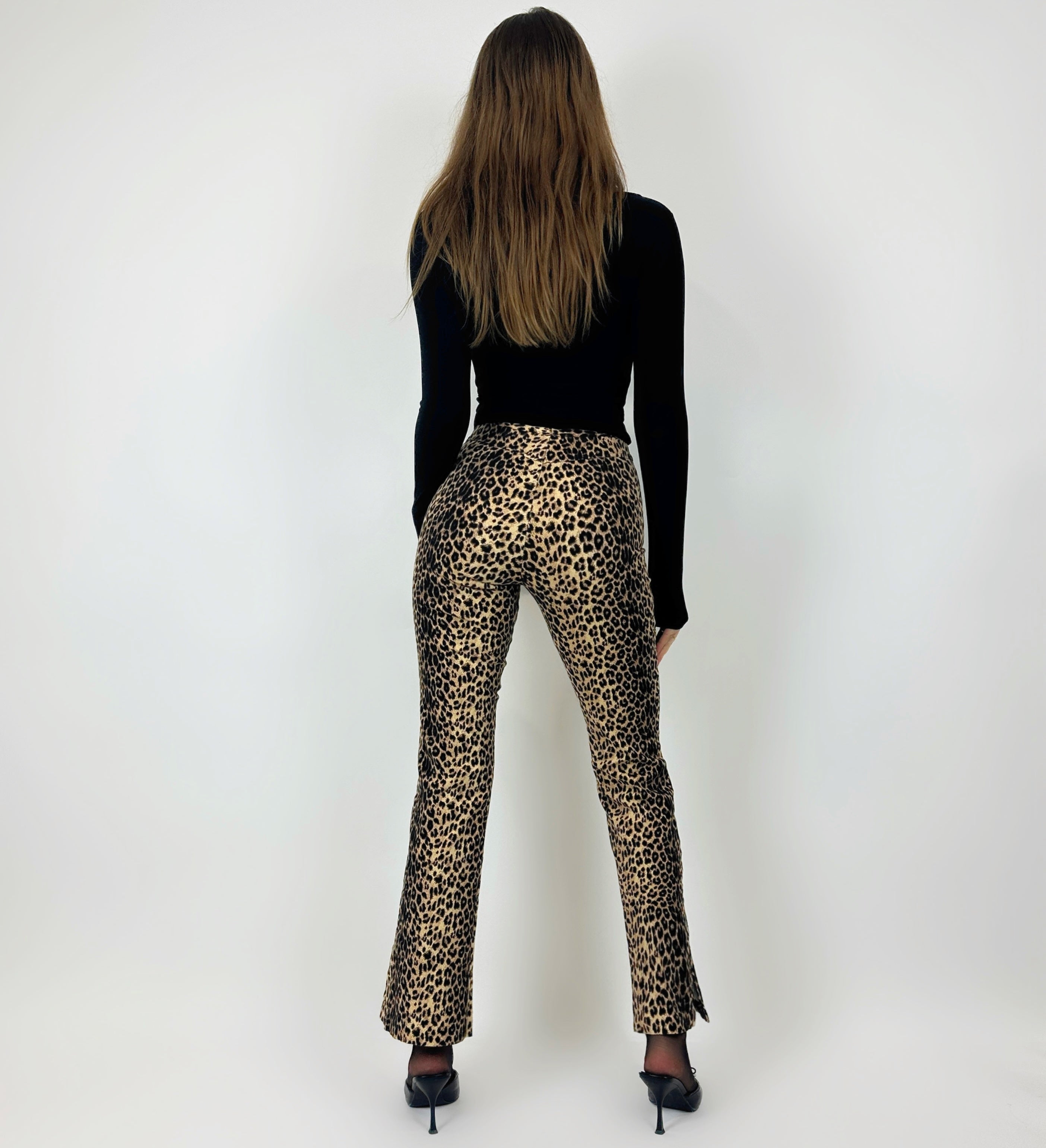 Vintage Leopard Print Flare Pants (XS)