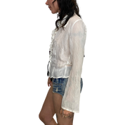 Vintage Italian Ruffle White Blouse (M)