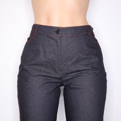 Y2K French Embroidered Denim Capris (M)
