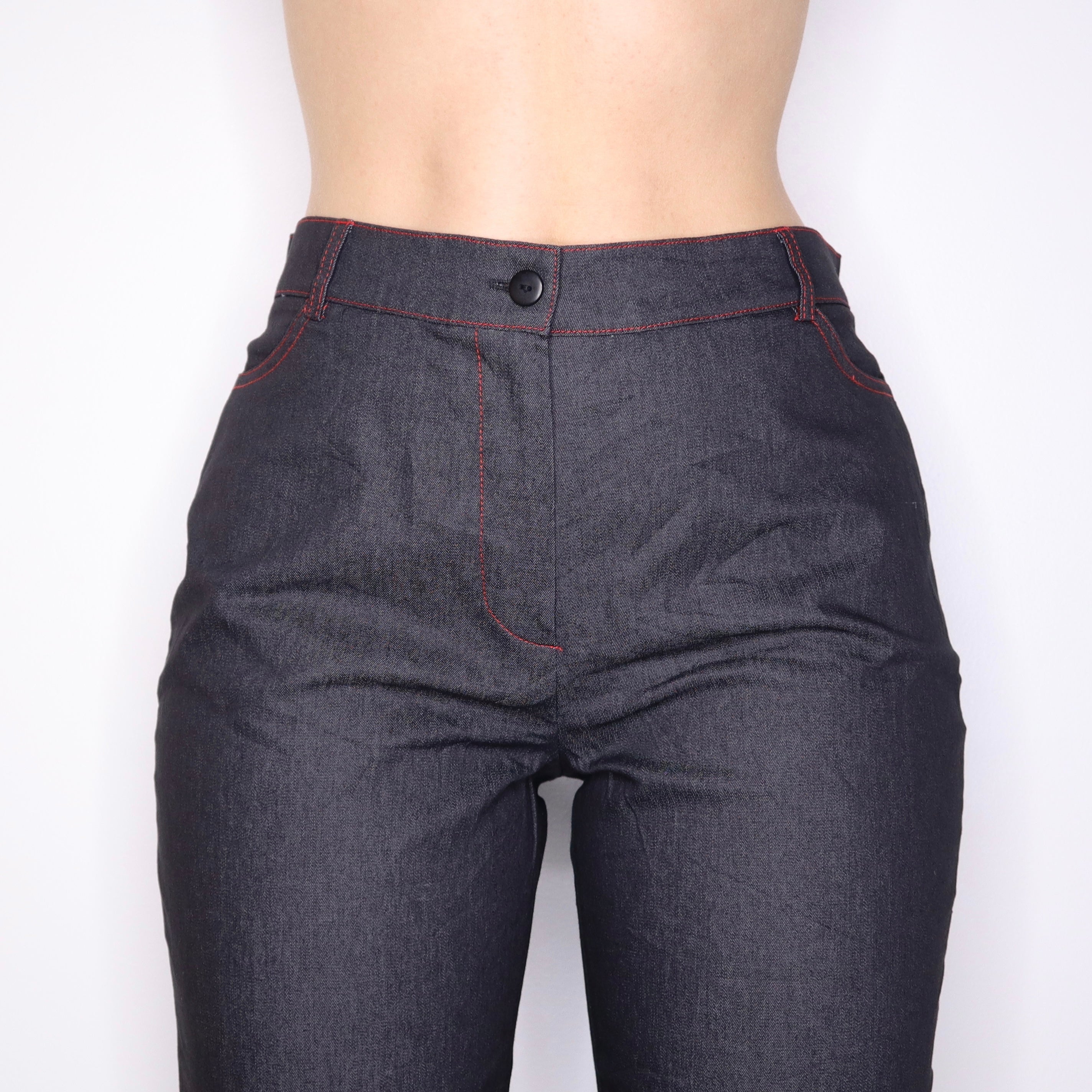 Y2K French Embroidered Denim Capris (M)