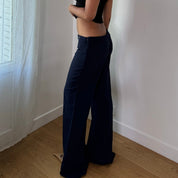 Vintage French Navy Wide Leg Trousers (S)