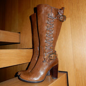 90s Genuine Leather Tie Up Boots (6.5)