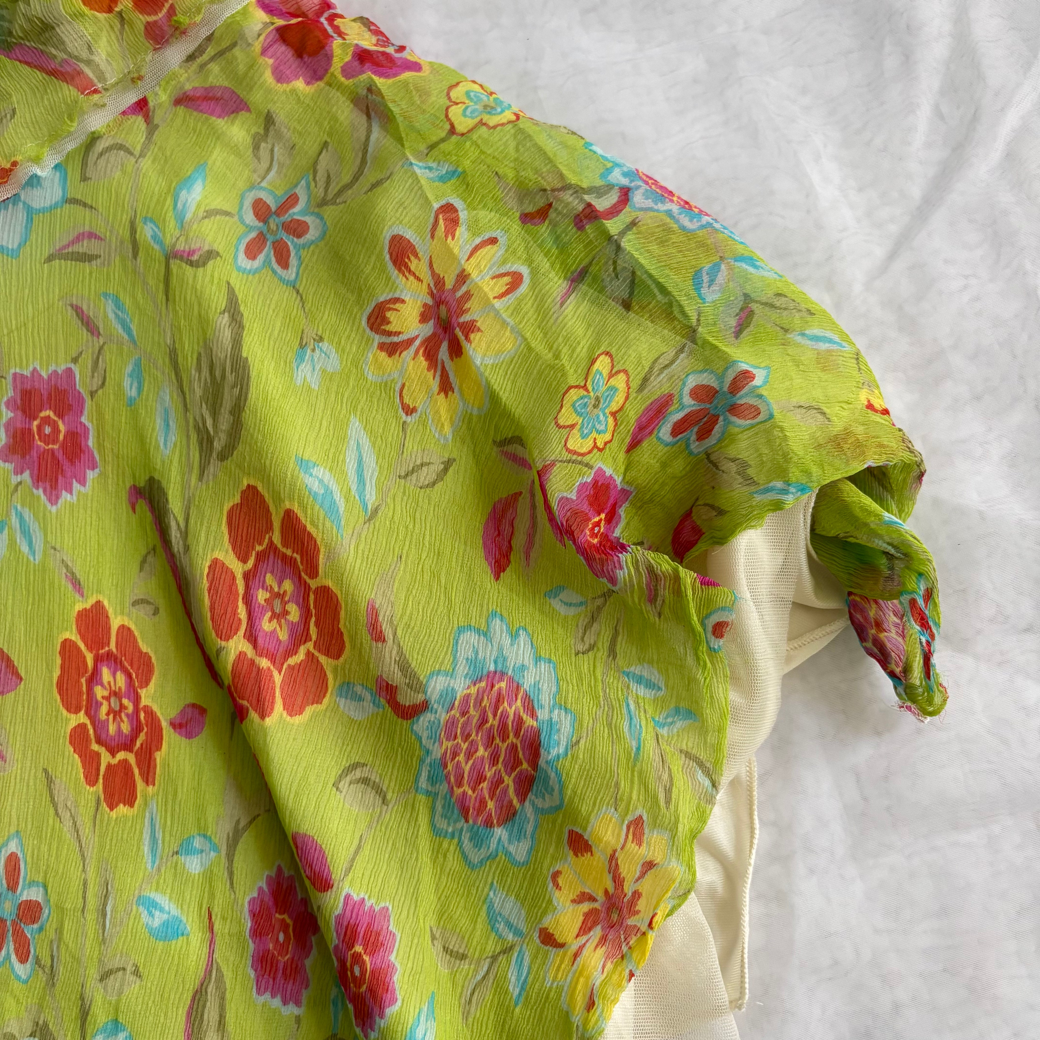 Italian Silk Floral Patchwork Dress (XS/S)