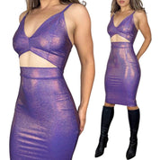 Holographic Cutout Midi Dress (S)