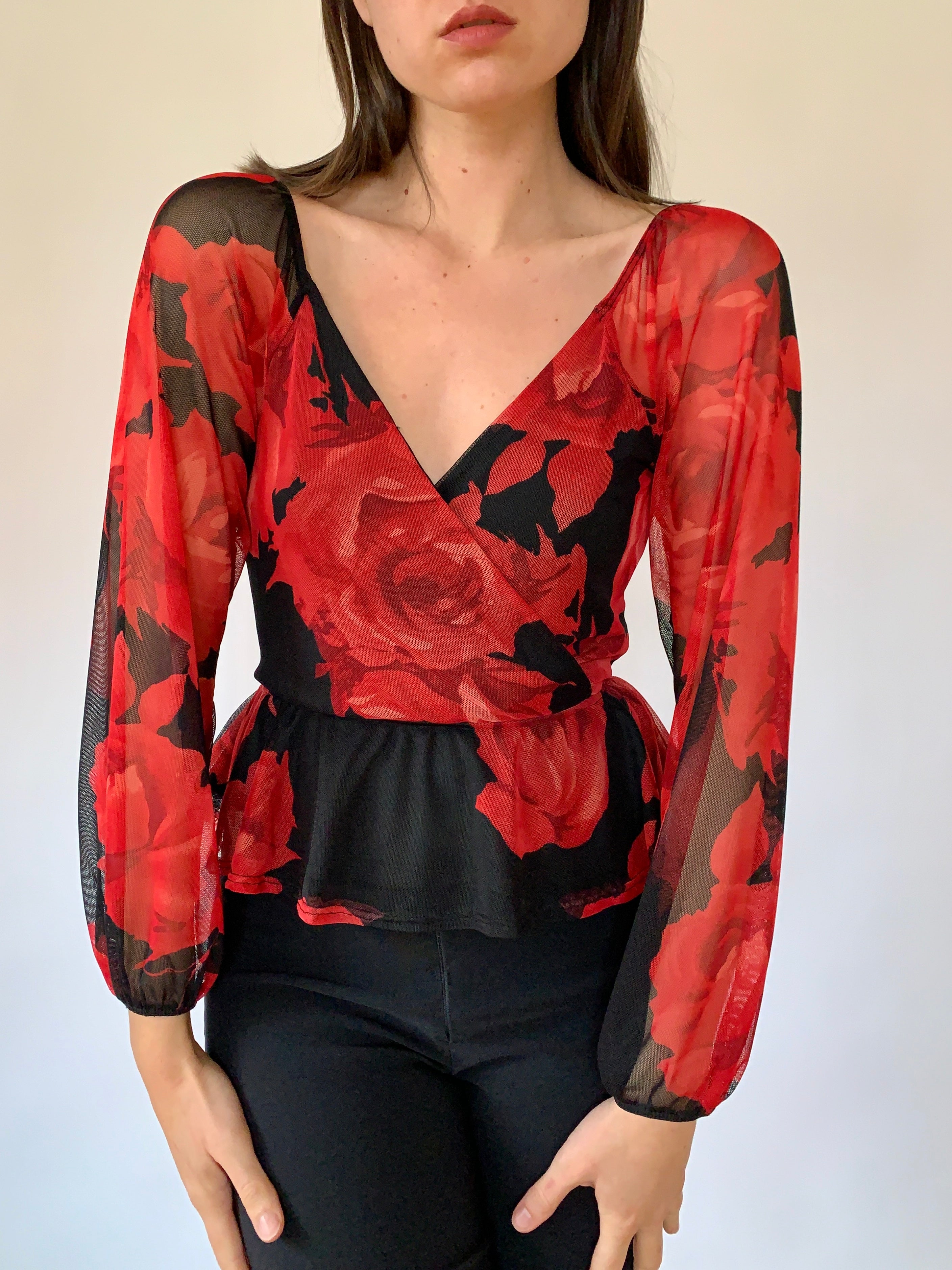 Vintage Mesh Rose Top (XS/S)