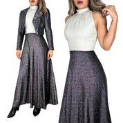 70s Shimmer Maxi Dress & Blazer Set (XS/S)