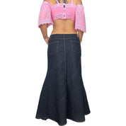 Custom Patches Denim Maxi Skirt (L)