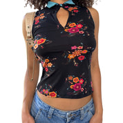 Vintage Floral Keyhole Top (XS/S)