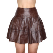 Y2K Brown Leather Mini Skirt (S)