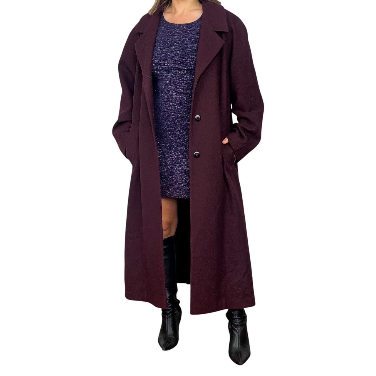 90s Burgundy Wool Trench Coat (XL)
