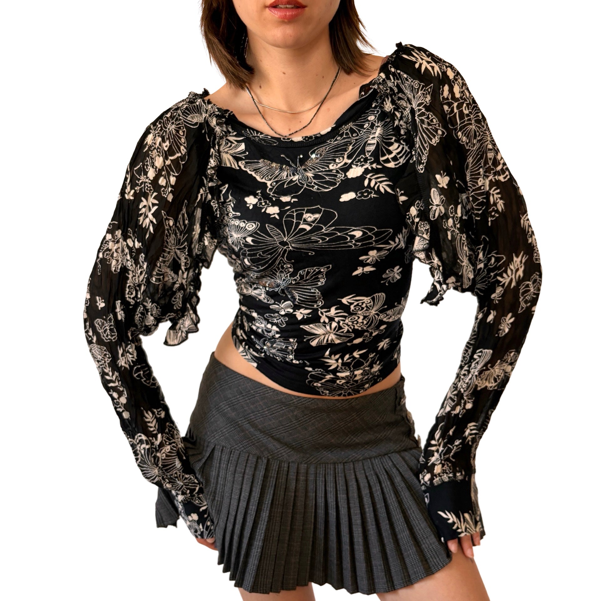 Y2K Butterfly Flowy Top (M)