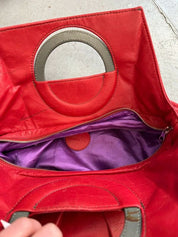 Vintage Red Leather Diesel Avant Garde Chain Slouch Handbag