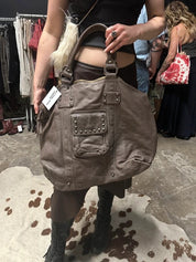 Vintage IKKS Studded 2010s Oversized Leather Bag