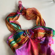Custom Silk Halter Maxi Dress (M)