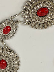 Coral concho silver chain belt