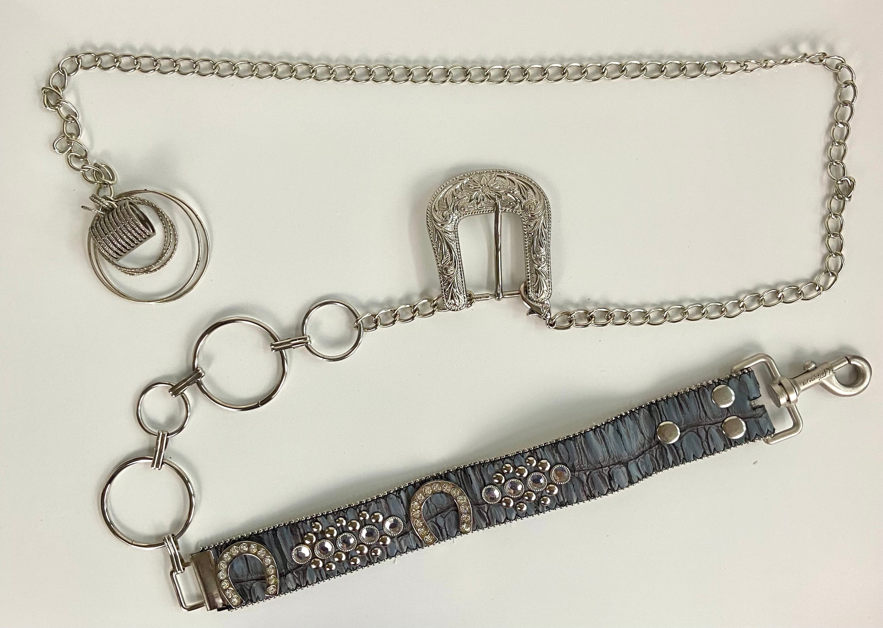 Metal leather mixed belt