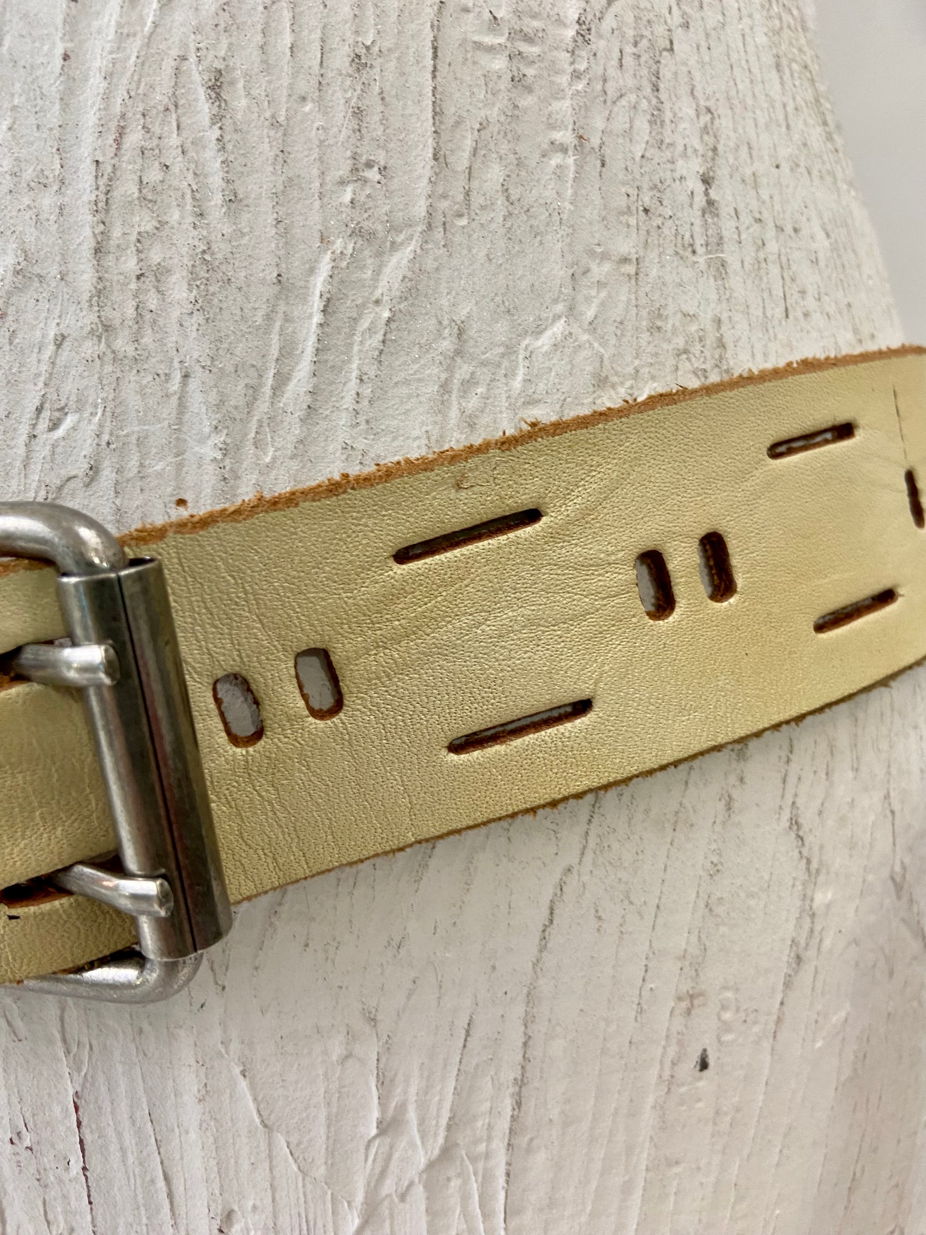 Cream leather belt