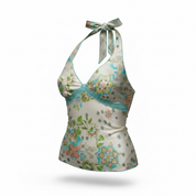 Y2K floral babydoll halter top (M)