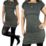 Army Green Ruched Utility Dress (XS/S)