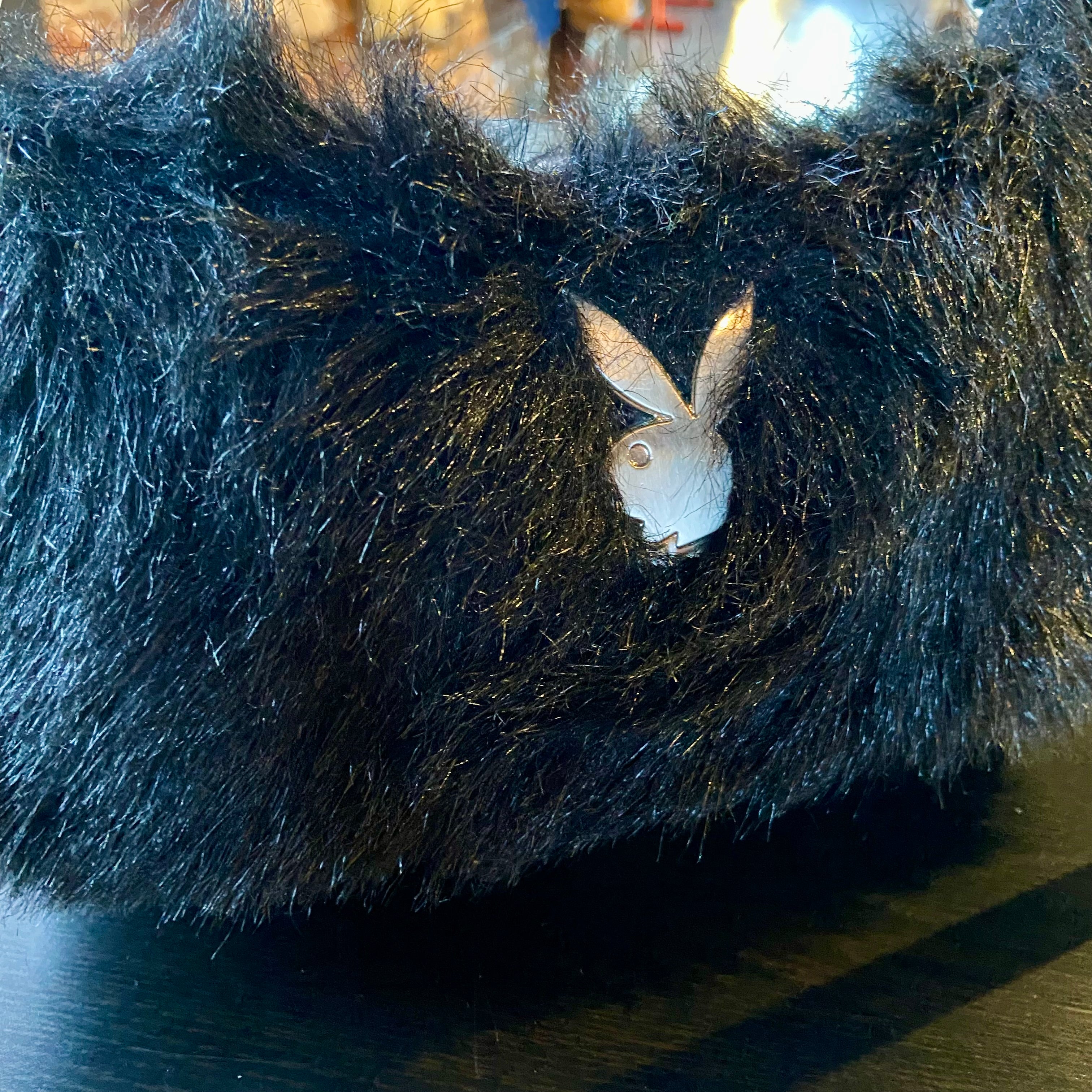 Vintage Playboy Fuzzy Black Mini Purse