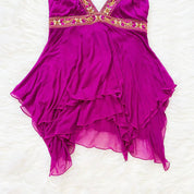 Y2K Bebe Fuchsia Silk Halter Top (M)