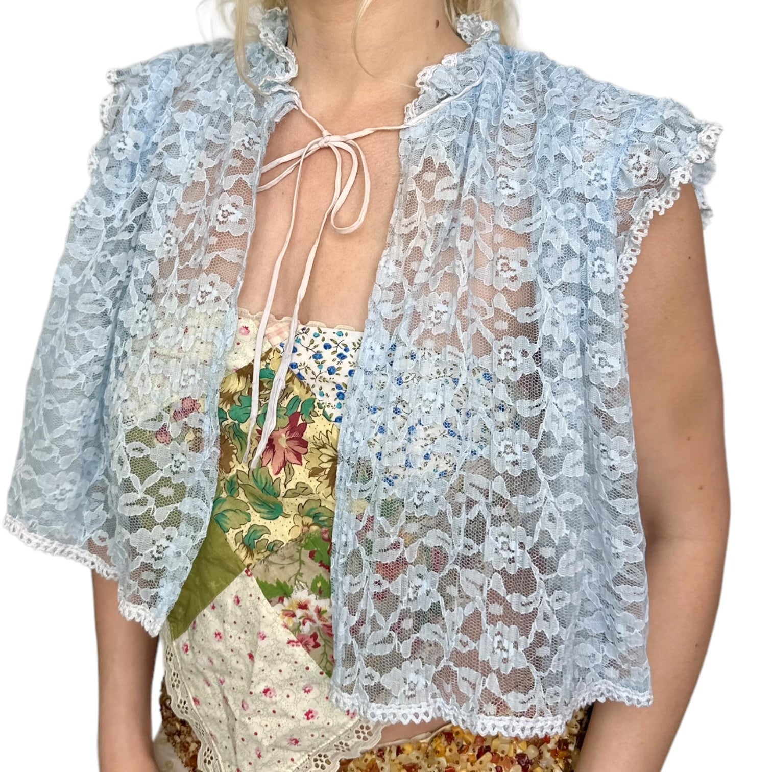 Vintage Baby Blue Lace Top
