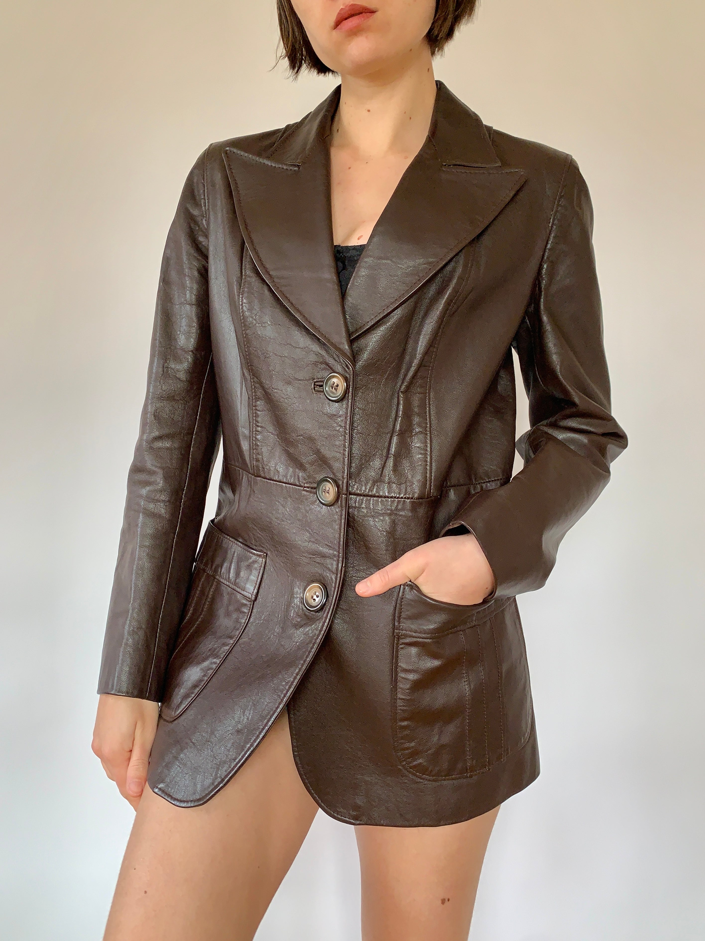Vintage 1970s Leather Blazer (S)