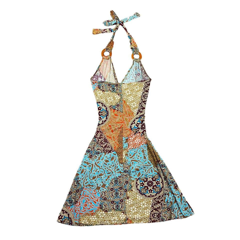 Y2K Paisley Halter Dress (S-M)
