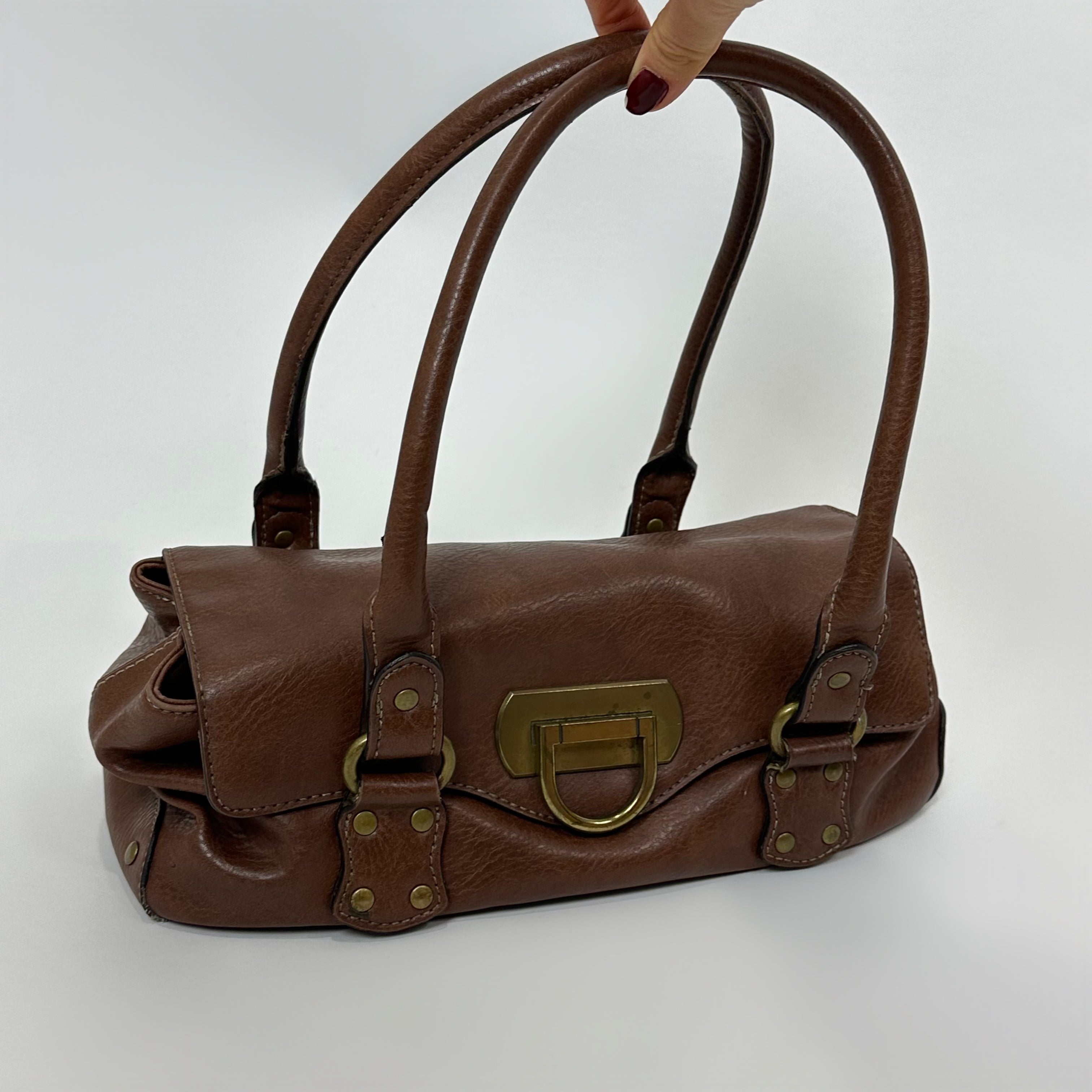 Vintage Latte Faux Leather Bag