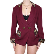 90s French Leopard Trim Blazer (L)