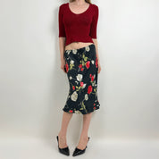 90s Moody Floral Midi Skirt (M)