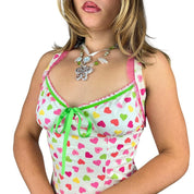 Y2K Heart Print Milkmaid Cami (M)