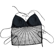 Y2K embellished spiderweb open back halter top (XS-M)