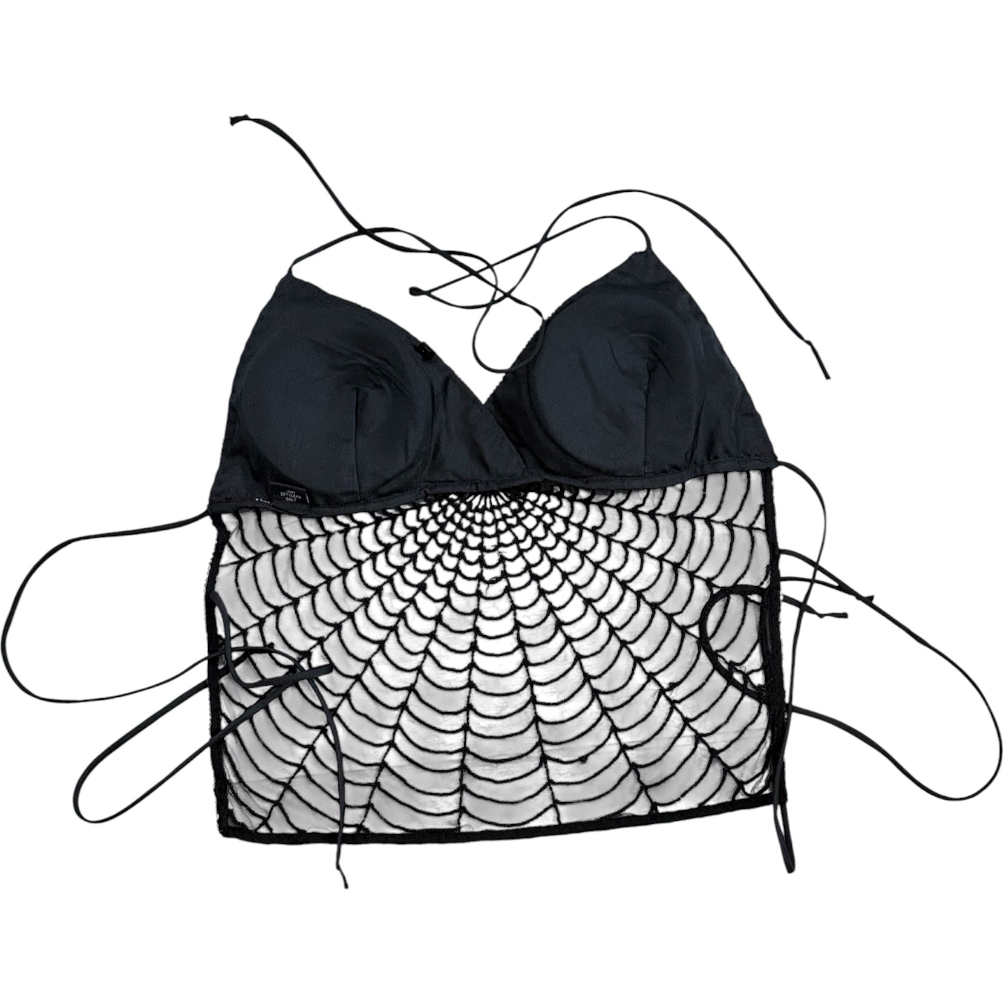 Y2K embellished spiderweb open back halter top (XS-M)