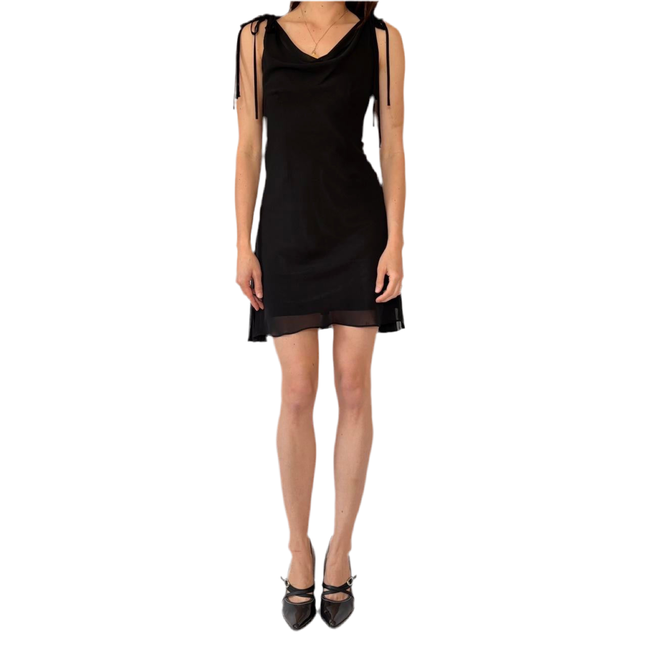 2000s Noir Cowl Neck Dress (XS/S)