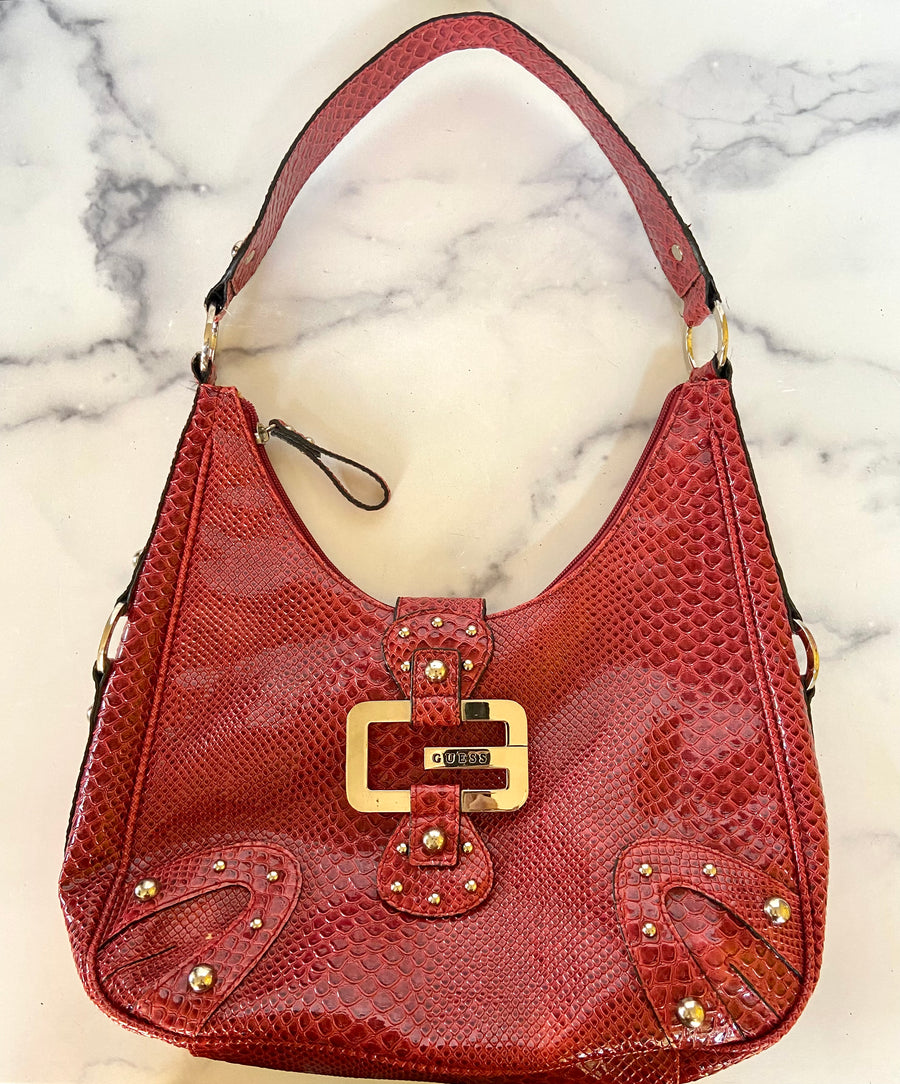 Guess satchel (red) — Holy Thrift