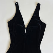 Vintage black velvet midi dress (L)